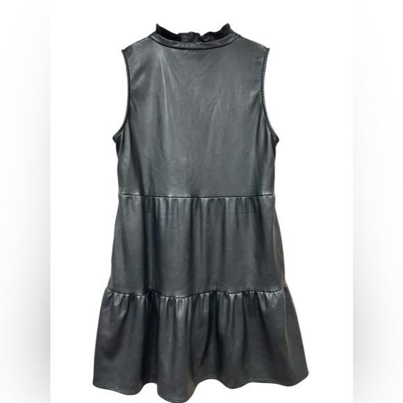 Dear John Medium Helena Sleeveless Dress Black Vegan Leather V Neck Whimsygoth - Picture 5 of 8
